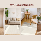 Ultra Soft Area Rug, Non Slip, Stain Resistant, Washable Area Rugs for Living Room, Bedroom, Vibrant Boho Geometric Aesthetic(Beige)