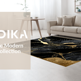 Ultra Soft Area Rug, Non Slip, Stain Resistant, Washable Area Rugs for Living Room, Bedroom, Elegant Contemporary Pattern(Black)