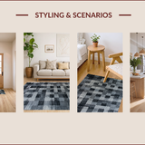 Ultra Soft Area Rug, Non Slip, Stain Resistant, Washable Area Rugs for Living Room, Bedroom, Rustic Geometric Monochrome Elegance(Gray)