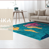 Ultra Soft Area Rug, Non Slip, Stain Resistant, Washable Area Rugs for Living Room, Bedroom, World Map Multicolor Bedroom Meditation Carpet(Blue)
