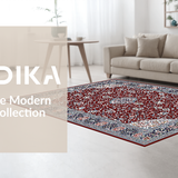 Ultra Soft Area Rug, Non Slip, Stain Resistant, Washable Area Rugs for Living Room, Bedroom, Rustic Dual-Tone Medallion Style(Red)
