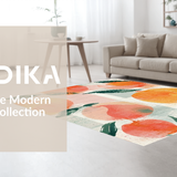 Ultra Soft Area Rug, Non Slip, Stain Resistant, Washable Area Rugs for Living Room, Bedroom, Peach Inspired Area Rug Blush Orange Green White Artistic Design(Orange)