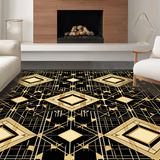 Ultra Soft Area Rug, Non Slip, Stain Resistant, Washable Area Rugs for Living Room, Bedroom, Contemporary Gold Linear Harmony(Gold)