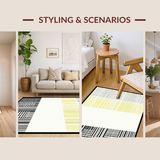 Ultra Soft Area Rug, Non Slip, Stain Resistant, Washable Area Rugs for Living Room, Bedroom, Geometric Minimalist Layered Texture(Gold)