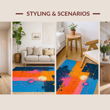 Ultra Soft Area Rug, Non Slip, Stain Resistant, Washable Area Rugs for Living Room, Bedroom, Galaxy Inspired Abstract Aesthetic(Blue)