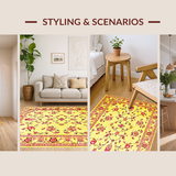 Ultra Soft Area Rug, Non Slip, Stain Resistant, Washable Area Rugs for Living Room, Bedroom, Artistic Cottage Floral Fusion(Yellow)