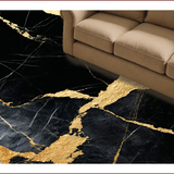 Ultra Soft Area Rug, Non Slip, Stain Resistant, Washable Area Rugs for Living Room, Bedroom, Contemporary Black Gold Dining Room Plush Rug(Black)
