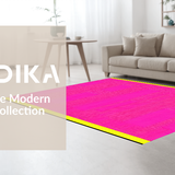 Ultra Soft Area Rug, Non Slip, Stain Resistant, Washable Area Rugs for Living Room, Bedroom, Whimsical Eighties Geometric Flair(Pink)