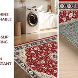 Ultra Soft Area Rug, Non Slip, Stain Resistant, Washable Area Rugs for Living Room, Bedroom, Vibrant Geometric Blossom Arrangement(Red)