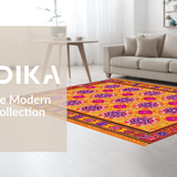 Ultra Soft Area Rug, Non Slip, Stain Resistant, Washable Area Rugs for Living Room, Bedroom, Striking Colorful Geometric Fusion(Orange)
