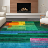 Ultra Soft Area Rug, Non Slip, Stain Resistant, Washable Area Rugs for Living Room, Bedroom, Rustic Soft Geometric Lines(Green)