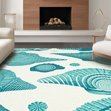 Ultra Soft Area Rug, Non Slip, Stain Resistant, Washable Area Rugs for Living Room, Bedroom, Coastal Striped Seafoam Aesthetic(Green)