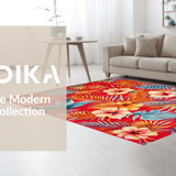 Ultra Soft Area Rug, Non Slip, Stain Resistant, Washable Area Rugs for Living Room, Bedroom, Eclectic Floral Palette Design(Red)
