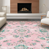 Ultra Soft Area Rug, Non Slip, Stain Resistant, Washable Area Rugs for Living Room, Bedroom, Whimsical Petal Patterned Aesthetic(Pink)