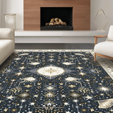 Ultra Soft Area Rug, Non Slip, Stain Resistant, Washable Area Rugs for Living Room, Bedroom, Striking Vintage Ethnic Accents(Black)