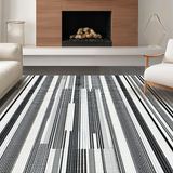 Ultra Soft Area Rug, Non Slip, Stain Resistant, Washable Area Rugs for Living Room, Bedroom, Black White Striped Area Rug, Abstract(Black)
