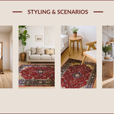 Ultra Soft Area Rug, Non Slip, Stain Resistant, Washable Area Rugs for Living Room, Bedroom, Luxurious Red Medallion Aesthetic(Red)