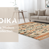 Ultra Soft Area Rug, Non Slip, Stain Resistant, Washable Area Rugs for Living Room, Bedroom, Bold Cultural Inspired Decorative Elements(Orange)