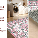 Ultra Soft Area Rug, Non Slip, Stain Resistant, Washable Area Rugs for Living Room, Bedroom, Contemporary Artistic Floral Fusion(White)