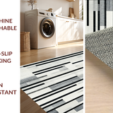Ultra Soft Area Rug, Non Slip, Stain Resistant, Washable Area Rugs for Living Room, Bedroom, Chic Black And White Stripe Rug: Modern Front Door Welcome Mat(Gray)