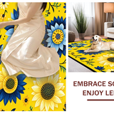 Ultra Soft Area Rug, Non Slip, Stain Resistant, Washable Area Rugs for Living Room, Bedroom, Whimsical Floral Playful Aesthetic(Yellow)