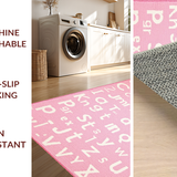 Ultra Soft Area Rug, Non Slip, Stain Resistant, Washable Area Rugs for Living Room, Bedroom, Youthful Shaggy Round Educational Flair(Pink)
