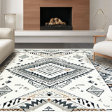 Ultra Soft Area Rug, Non Slip, Stain Resistant, Washable Area Rugs for Living Room, Bedroom, Trendy Subtle Medallion Arrangement(White)