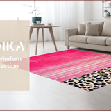 Ultra Soft Area Rug, Non Slip, Stain Resistant, Washable Area Rugs for Living Room, Bedroom, Playful Shag Leopard Statement Piece(Pink)