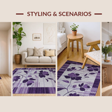 Ultra Soft Area Rug, Non Slip, Stain Resistant, Washable Area Rugs for Living Room, Bedroom, Elegant Modern Abstract Palette(Purple)