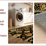Ultra Soft Area Rug, Non Slip, Stain Resistant, Washable Area Rugs for Living Room, Bedroom, Paisley Floral Washable(Black)