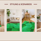 Ultra Soft Area Rug, Non Slip, Stain Resistant, Washable Area Rugs for Living Room, Bedroom, Boho Printed Low Pile(Green)