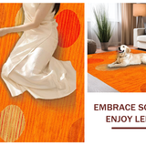 Ultra Soft Area Rug, Non Slip, Stain Resistant, Washable Area Rugs for Living Room, Bedroom, Dynamic Circular Playful Motif(Orange)