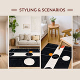 Ultra Soft Area Rug, Non Slip, Stain Resistant, Washable Area Rugs for Living Room, Bedroom, Sleek Earthy Ogee Motif(Black)