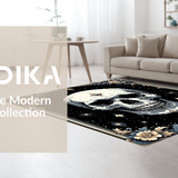 Ultra Soft Area Rug, Non Slip, Stain Resistant, Washable Area Rugs for Living Room, Bedroom, Edgy Monochrome Gothic Accents(Black)