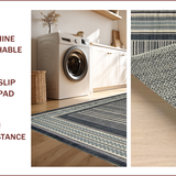 Ultra Soft Area Rug, Non Slip, Stain Resistant, Washable Area Rugs for Living Room, Bedroom, Chic Modern Border Aesthetic(Blue)
