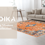 Ultra Soft Area Rug, Non Slip, Stain Resistant, Washable Area Rugs for Living Room, Bedroom, Trendy Faded Vintage Floral(Orange)