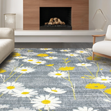 Ultra Soft Area Rug, Non Slip, Stain Resistant, Washable Area Rugs for Living Room, Bedroom, Trendy Playful Petal Palette(Gray)