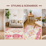 Ultra Soft Area Rug, Non Slip, Stain Resistant, Washable Area Rugs for Living Room, Bedroom, Rustic Vintage Wildflower Arrangement(Yellow)