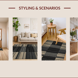 Ultra Soft Area Rug, Non Slip, Stain Resistant, Washable Area Rugs for Living Room, Bedroom, Rustic Earthy Striped Aesthetic(Gray)