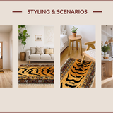 Ultra Soft Area Rug, Non Slip, Stain Resistant, Washable Area Rugs for Living Room, Bedroom, Non-Slip Tiger Print Dining Room Stain-Resistant Carpet(Gold)