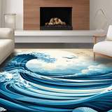 Ultra Soft Area Rug, Non Slip, Stain Resistant, Washable Area Rugs for Living Room, Bedroom, Serene Aquatic Inspired Decor(Blue)
