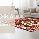 Ultra Soft Area Rug, Non Slip, Stain Resistant, Washable Area Rugs for Living Room, Bedroom, Southwest Inspired Geometric Elegance(Red)