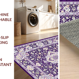 Ultra Soft Area Rug, Non Slip, Stain Resistant, Washable Area Rugs for Living Room, Bedroom, Vibrant Geometric Distressed Charm(Purple)