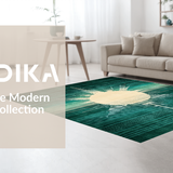 Ultra Soft Area Rug, Non Slip, Stain Resistant, Washable Area Rugs for Living Room, Bedroom, Rustic Sunburst Geometric Aesthetic(Blue)