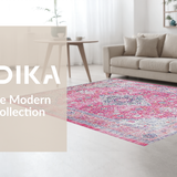 Ultra Soft Area Rug, Non Slip, Stain Resistant, Washable Area Rugs for Living Room, Bedroom, Contemporary Geometric Floral Aesthetic(Pink)