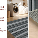 Ultra Soft Area Rug, Non Slip, Stain Resistant, Washable Area Rugs for Living Room, Bedroom, Modern Stripe Harmony Rug with Bold Parallel Lines and Crisp Contrasts Design(Black)