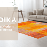 Ultra Soft Area Rug, Non Slip, Stain Resistant, Washable Area Rugs for Living Room, Bedroom, Eye-catching Warm Toned Motif(Orange)