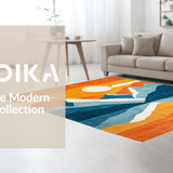 Ultra Soft Area Rug, Non Slip, Stain Resistant, Washable Area Rugs for Living Room, Bedroom, Expressive Circular Abstract Aesthetics(Orange)