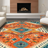 Ultra Soft Area Rug, Non Slip, Stain Resistant, Washable Area Rugs for Living Room, Bedroom, Earthy Toned Diamond Design(Orange)