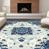Ultra Soft Area Rug, Non Slip, Stain Resistant, Washable Area Rugs for Living Room, Bedroom, Bold Geometric Mandala Aesthetic(White)